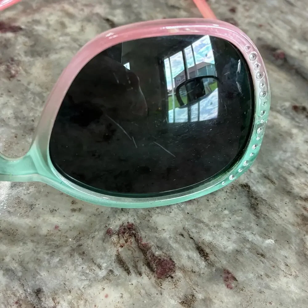 Gymboree Girls Ombre Sunglasses Pink Green Rhinestone 6+
